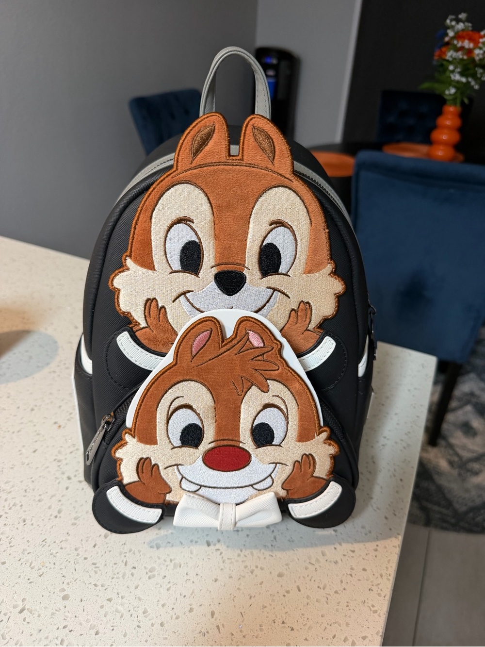 Loungefly Black Backpack with Brown Chipmunk Appliqués